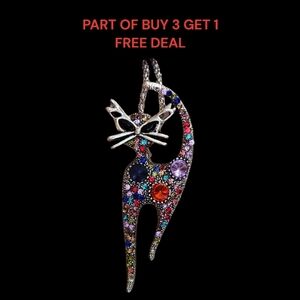 🐈‍⬛Whimsical Colorful Kitty Cat Necklace / Brooch - NWOT